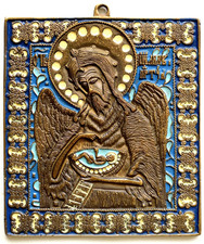 ROSYJSKA IKONA BRONZE "SAINT NICHOLAS", stop miedzi, emalia., używany na sprzedaż  PL