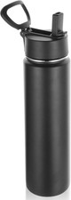 Garrafa de água isolada Volhoply 24 oz com palha parede dupla preta comprar usado  Enviando para Brazil