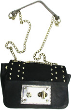 Bolsa feminina Arezzo couro preto latão corrente latão parafusos prisioneiros e trava 20" alça gota, usado comprar usado  Enviando para Brazil
