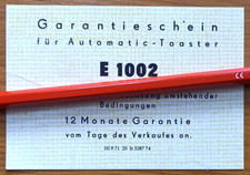Garantieschein automatic toast gebraucht kaufen  Bad Lauchstädt