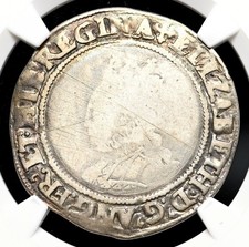 INGLATERRA. Elizabeth I. 1558-1603. Xelim de prata martelado, S-2555, NGC detalhe muito bom estado comprar usado  Enviando para Brazil