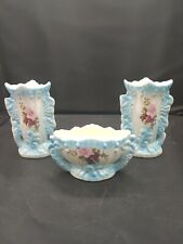 Conjunto de vaso de banheiro vintage 3 peças decoração floral azul cerâmica irridecente comprar usado  Enviando para Brazil