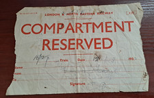 1930 LNER "Compartment reserved" Etykieta - Używana - Prawdopodobnie stemplowane Aylesbury na sprzedaż  Wysyłka do Poland