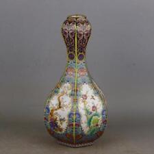 Vaso de alho chinês 9,1" Qing porcelana cor esmaltes pássaro flor seis lados comprar usado  Enviando para Brazil