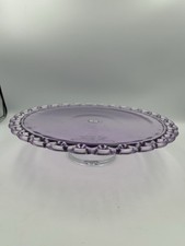 Suporte de bolo/sobremesa vintage leve lavanda e vidro transparente borda de renda aberta 12,5” comprar usado  Enviando para Brazil