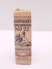 Antiguo remedio sellado boticario medicina para el dolor de oído homeopático Humphrey's #22 segunda mano  Embacar hacia Mexico