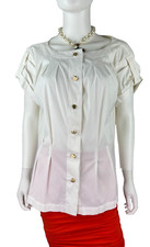 Blusa Escada 16 US 52 IT 46 D XXL branca plissada elástica vestido passarela comprar usado  Enviando para Brazil