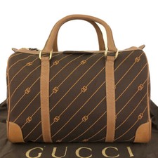 Usado, Bolsa de mão OLD GUCCI GG logotipo listrado couro lona Boston marrom/2BE1928 comprar usado  Enviando para Brazil