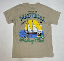 Camiseta masculina gráfica náutica Corona Beer Sailing Club bege média manga curta comprar usado  Enviando para Brazil
