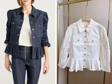 Jaqueta jeans feminina Cinq A Sept algodão gola babado manga 3/4 comprar usado  Enviando para Brazil