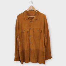 Camisa masculina de couro vintage tamanho grande Pelle Naturale camurça italiana botão para baixo comprar usado  Enviando para Brazil