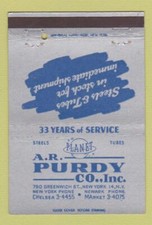 Capa Matchbook - AR Purdy New York City aços e tubos 40 Strike comprar usado  Enviando para Brazil