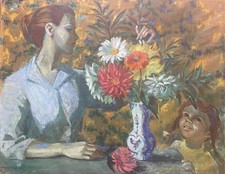 Painting woman bouquet d'occasion  Expédié en Belgium