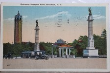 Cartão postal antigo vintage com vista para cartão New York NYC Brooklyn Prospect Park entrada comprar usado  Enviando para Brazil