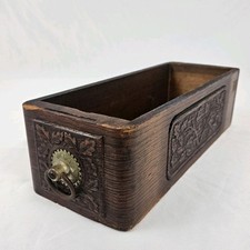 Usado, Antiga máquina de costura esteira armário gaveta esculpida carvalho tigre ornamentado vintage comprar usado  Enviando para Brazil