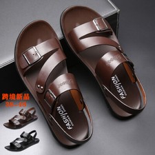 Sandalias informales de cuero romano para hombre zapatos de verano antideslizantes zapatillas al aire libre segunda mano  Embacar hacia Mexico
