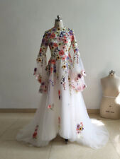 Vestidos de noiva brancos 3D floral renda linha A vestidos de noiva de renda trem de varredura comprar usado  Enviando para Brazil