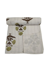 Colcha Queen Kantha de algodão estampada em bloco à mão colcha Kantha comprar usado  Enviando para Brazil