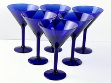 Copos de coquetel 6 Pier 1 Importado 7" azul cobalto 8 oz Martini com haste MCM Bar comprar usado  Enviando para Brazil
