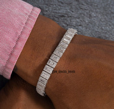 Pulseira masculina e feminina 15 quilates baguete criada em laboratório diamante folheada a ouro branco 14K comprar usado  Enviando para Brazil
