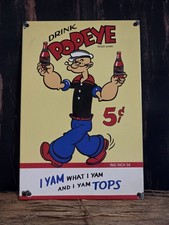 Usado, Placa de porcelana vintage Popeye refrigerante antigo marinheiro bebida cola pop desenho animado 12"x8" comprar usado Usado, Placa de porcelana vintage Popeye refrigerante antigo marinheiro bebida cola pop desenho animado 12"x8" comprar usado  Enviando para Brazil