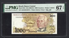Brasil 1000 Cruzeiros ND (1990-91) P231b não circulado grau 67 comprar usado  Enviando para Brazil
