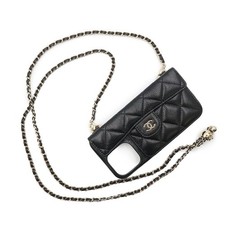 Capa CHANEL Matelasse iPhone 15 Pro Max couro de bezerro granulado, preta AP3865, usado comprar usado  Enviando para Brazil