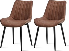brown leather dining chairs for sale  MANCHESTER