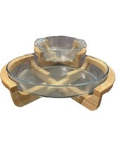 Suportes de madeira de teca MCM VINTAGE com Marinex 3 qt. Assador oval de vidro e caçarola de 2 qt comprar usado  Enviando para Brazil