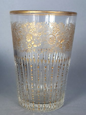 Vaso antigo de vidro finamente gravado com roda e cinto dourado do século XIX (C462 comprar usado  Enviando para Brazil