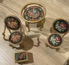 Conjunto antigo miniatura francês dourado Ormulo cadeira braço, mesa de café, cadeira com pé R comprar usado  Enviando para Brazil