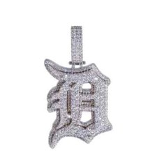 Pingente de letra inglesa antiga "D" inicial 2" simulado diamante folheado a ouro branco 14K comprar usado  Enviando para Brazil