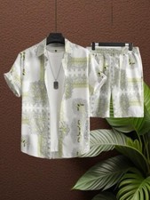 Usado, Camisa masculina estampada extravagante meia manga importada poliéster lycra slim fit casual comprar usado  Enviando para Brazil