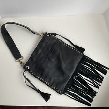 Bolsa de ombro Arezzo preta de couro com franjas com borlas cowgirl ocidental boho chique. comprar usado  Enviando para Brazil