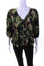 Usado, Blusa feminina BCBGMAXAZRIA estampa de palma verde tamanho 12 14043932 comprar usado  Enviando para Brazil