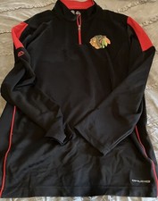 Camisa preta CHICAGO BLACKHAWKS hóquei MAJESTIC base legal 1/4 zíper GG NHL comprar usado  Enviando para Brazil