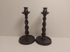 pair wooden barleytwist candlesticks for sale  SHAFTESBURY