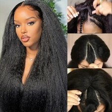 Peruca Kinky reta parte V cabelo humano feita à máquina Yaki clipe reto em meia peruca comprar usado  Enviando para Brazil