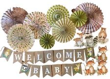 Animales del bosque Bienvenida Baby Shower Decoraciones Decoración Banderas Banderas Recortes segunda mano  Embacar hacia Mexico