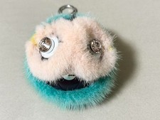 FENDI Monster Charm Bolsa Charme Couro de Pele Azul Cravejado Porta-Chaves Anel Autêntico comprar usado  Enviando para Brazil