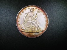 MONEDA DE MEDIO DÓLAR TONIFICADA BU 1861 ESTADOS CONFEDERADOS DE AMÉRICA GUERRA CIVIL RESTRICCIÓN segunda mano  Embacar hacia Mexico