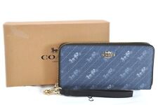 Auténtica Cartera Cartera Larga COACH Carro de Caballos PVC Cuero Caja Azul 7331L, usado segunda mano  Embacar hacia Argentina