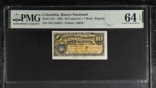 Usado, COLÔMBIA BANCO NACIONAL BOGOTÁ 10 CENTAVOS 1 REAL 1893 p221 PMG 64 CH. UNC EPQ comprar usado  Enviando para Brazil