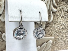 Brincos de gota redonda Swarovski fio francês 10mm + pedra transparente prata logotipo cisne comprar usado  Enviando para Brazil