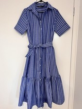 Vestido camisa polo Ralph Lauren listrado azul linho comprar usado  Enviando para Brazil