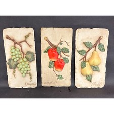 Conjunto de 3 placas de parede estilo Boen azulejo cozinha resina maçãs peras e uvas, usado comprar usado  Enviando para Brazil