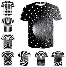 Mujeres Hombres Camiseta Estampado 3D Manga Corta Camiseta Prendas para el torso Blanco y Negro Illusion Vortex segunda mano  Embacar hacia Mexico