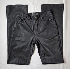 Calça Y2K H&G quadril e linda poliuretano preta PU alargada couro sintético tamanho 1 comprar usado  Enviando para Brazil