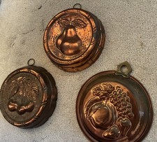 3 moldes vintage de frutas para bolo gelatina pendurado na parede de alumínio cobre 7 1/2 pol.  comprar usado  Enviando para Brazil