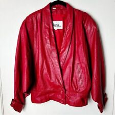 Wilsons - Jaqueta Bombardeiro Feminina Vintage Couro Vermelho Crop Moto Anos 80 - Tamanho M comprar usado  Enviando para Brazil